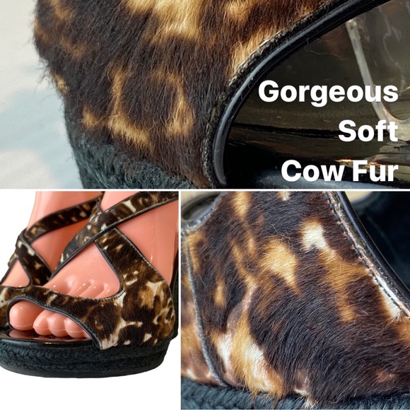 Burberry Espadrille Wedge Cow Fur Crisscrossed Sandals - Picture 5 of 16